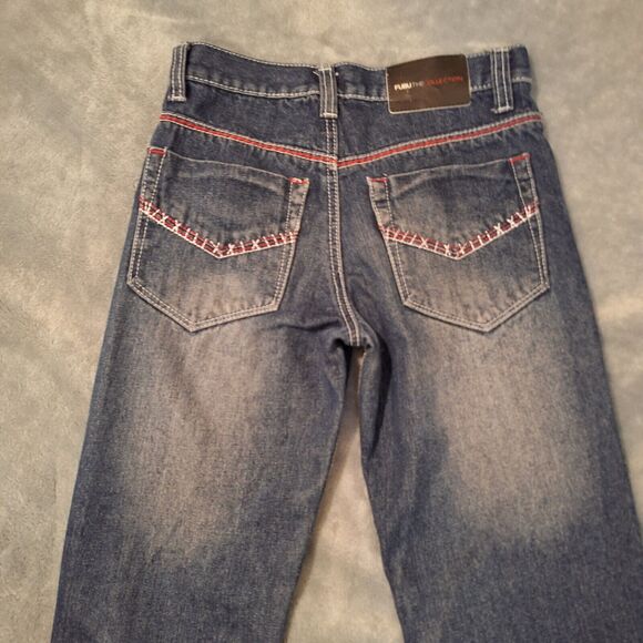 FUBU Retro Jeans Women 14 Dark Wash Blue Embroidered Distressed Skinny - Picture 10 of 14